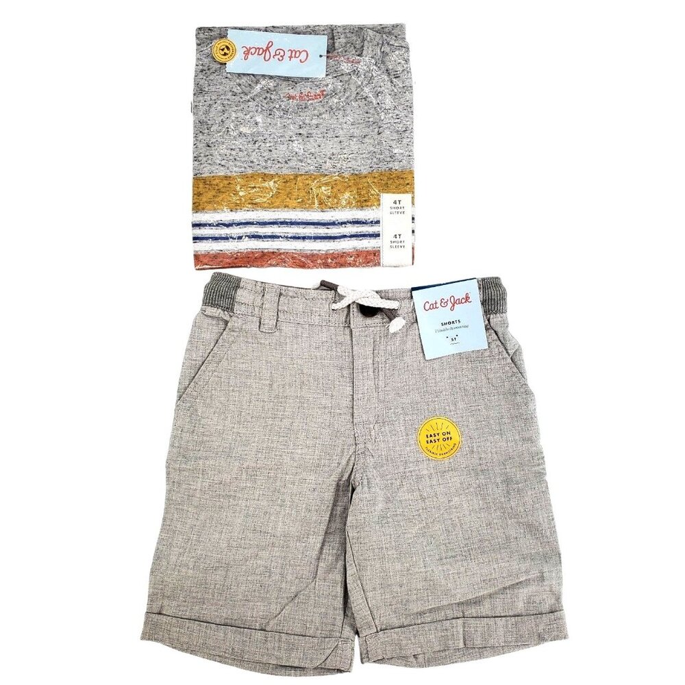 Cat & Jack Toddler 4T 5T Outfit Top Shorts Bundle Shirt Casual Breathable Summer